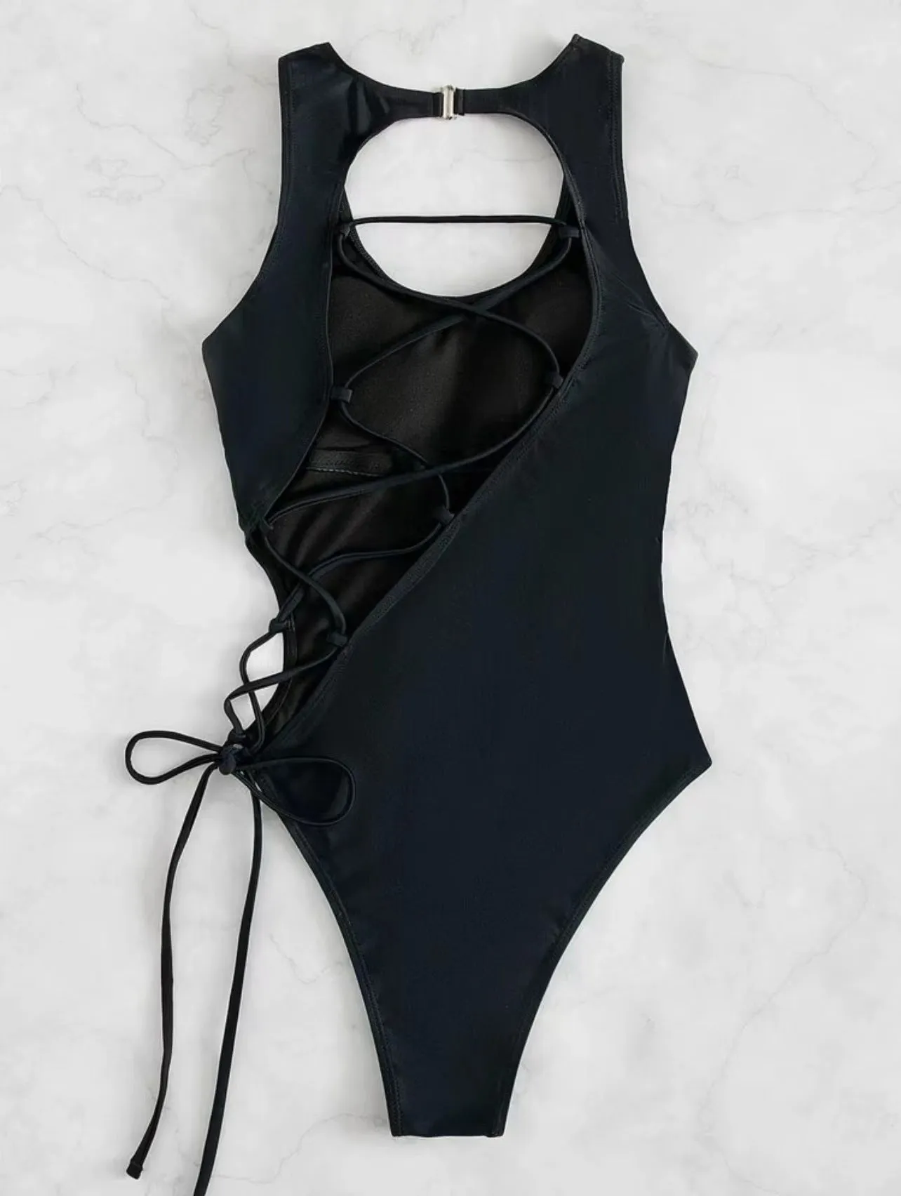 Hollow Out Back Cutout Out Strap Swimsuit