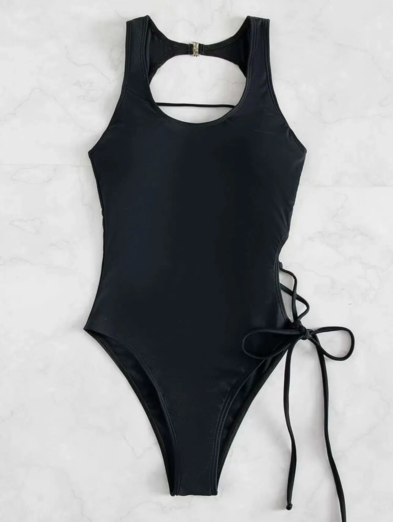 Hollow Out Back Cutout Out Strap Swimsuit