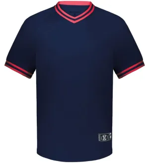 Holloway Navy/Scarlet Red Youth Retro V-Neck Baseball Jersey