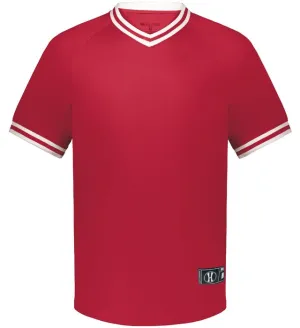 Holloway Scarlet Red/White Youth Retro V-Neck Baseball Jersey