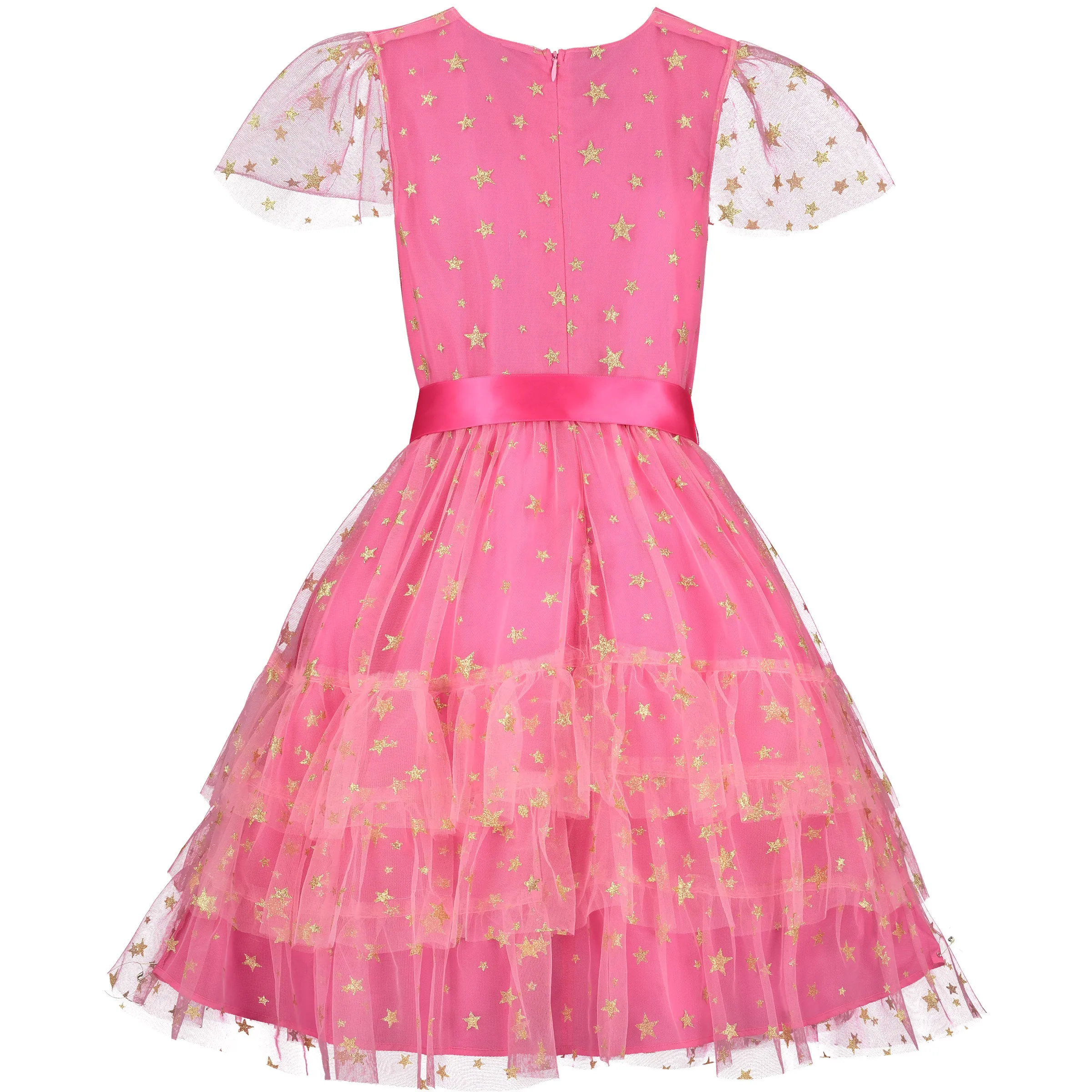 Holly Hastie Cinderella Bright Pink Star Tulle Girls Party Dress