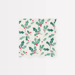 Holly Pattern Small Napkins (x 16)