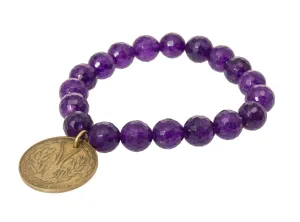 Holly Zaves Purple Beaded Bracelet with Coin