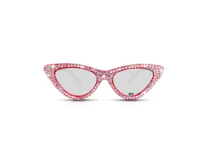 HOLLYWOOD Fashionable Cat Eye Sunglasses / Shades / Sunnies w Pink Bling Sparkly Bedazzled Rhinestones Festival Rockabilly Retro Pin Up