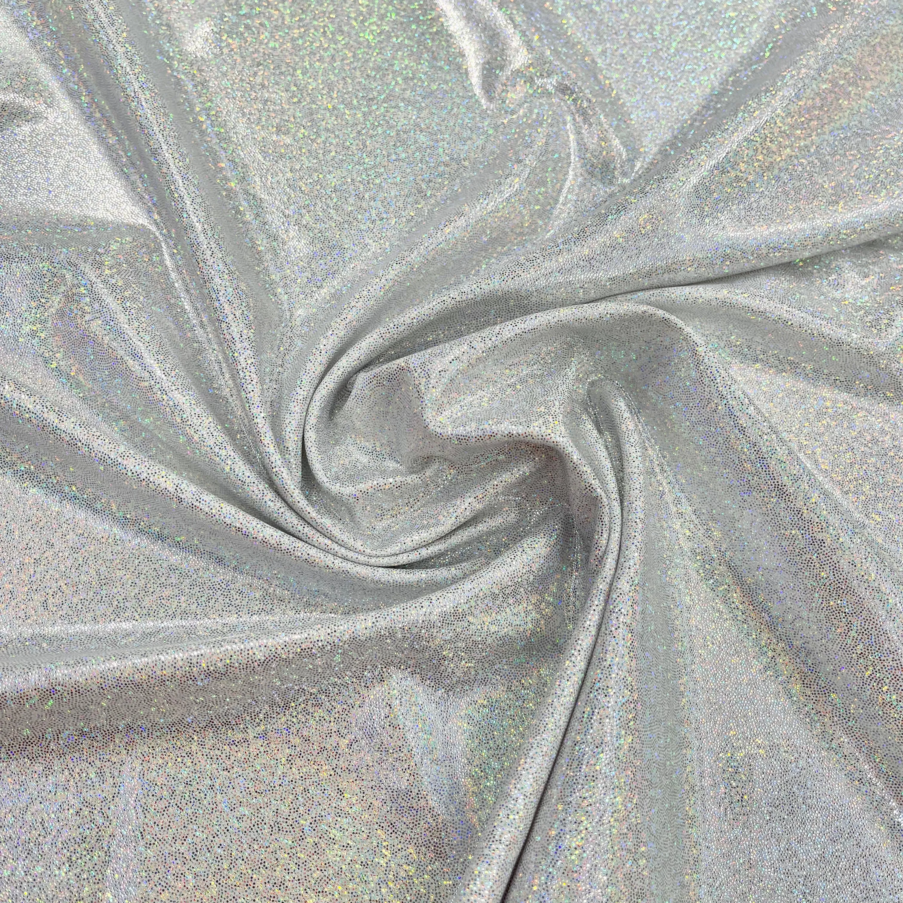 Hologram Fog Finish Spandex - White Silver