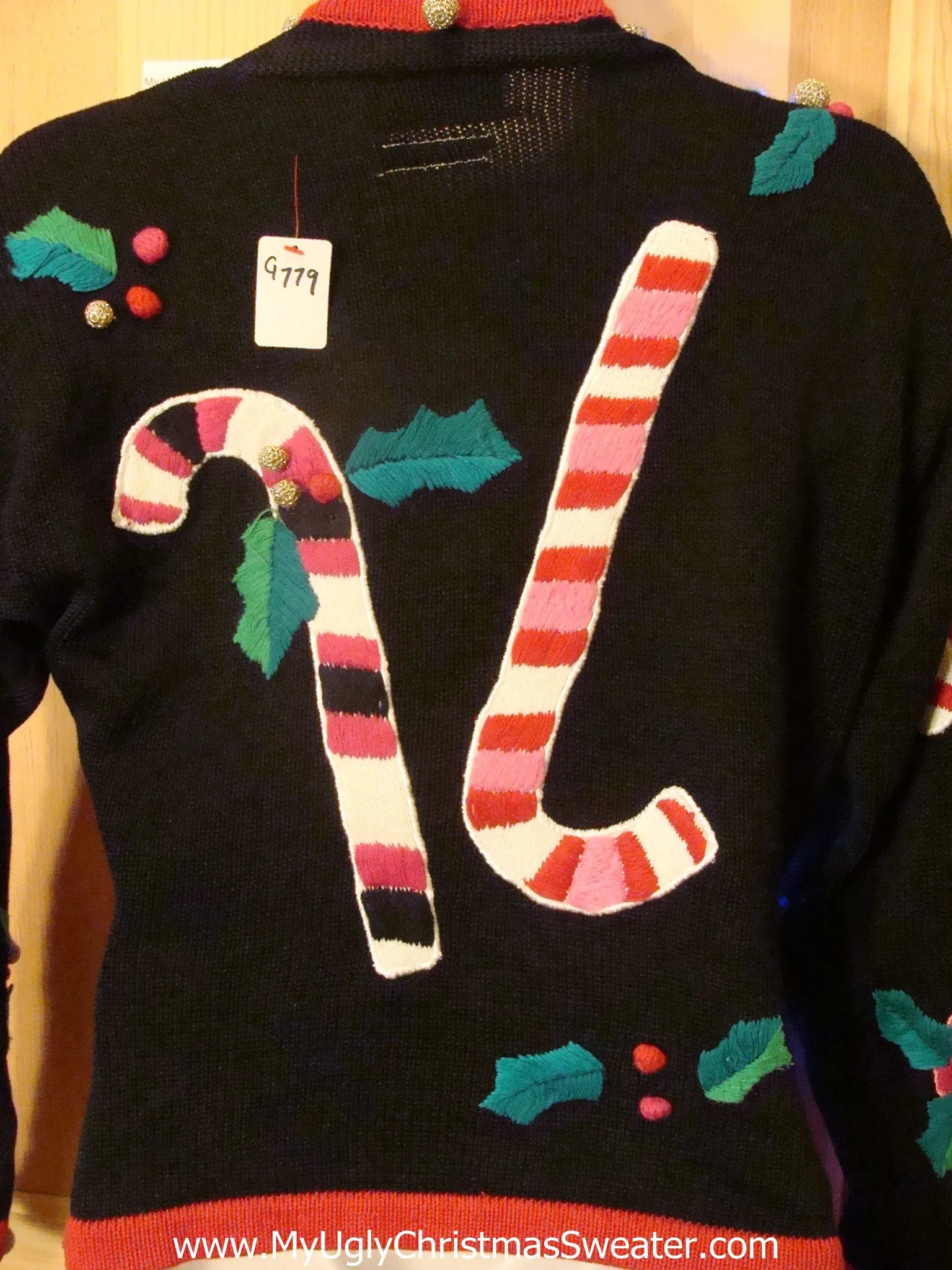 Holy Grail of Tacky Light Up Christmas Sweater 2sided Candy Canes