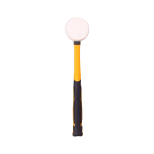 Homdum Professional Rubber Mallet Hammer INGCO HRUH8316 with Comfortable Grip Non-Slip Fiberglass Handle Soft Face Hammer for Tiles and Other Work 450g White rubber head