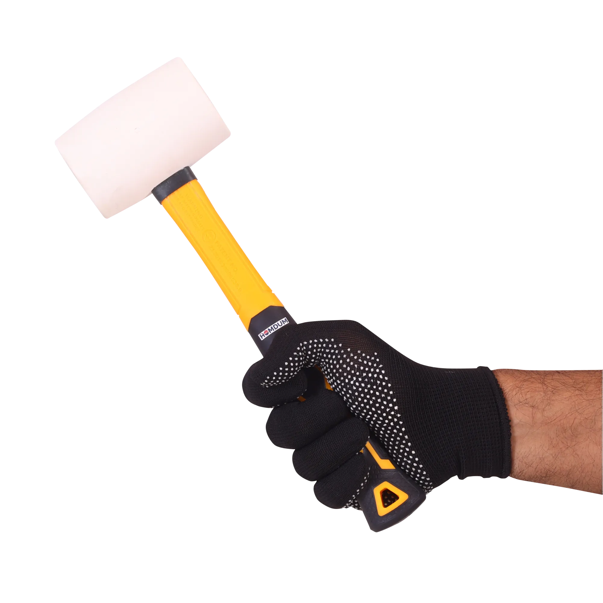 Homdum Professional Rubber Mallet Hammer INGCO HRUH8316 with Comfortable Grip Non-Slip Fiberglass Handle Soft Face Hammer for Tiles and Other Work 450g White rubber head