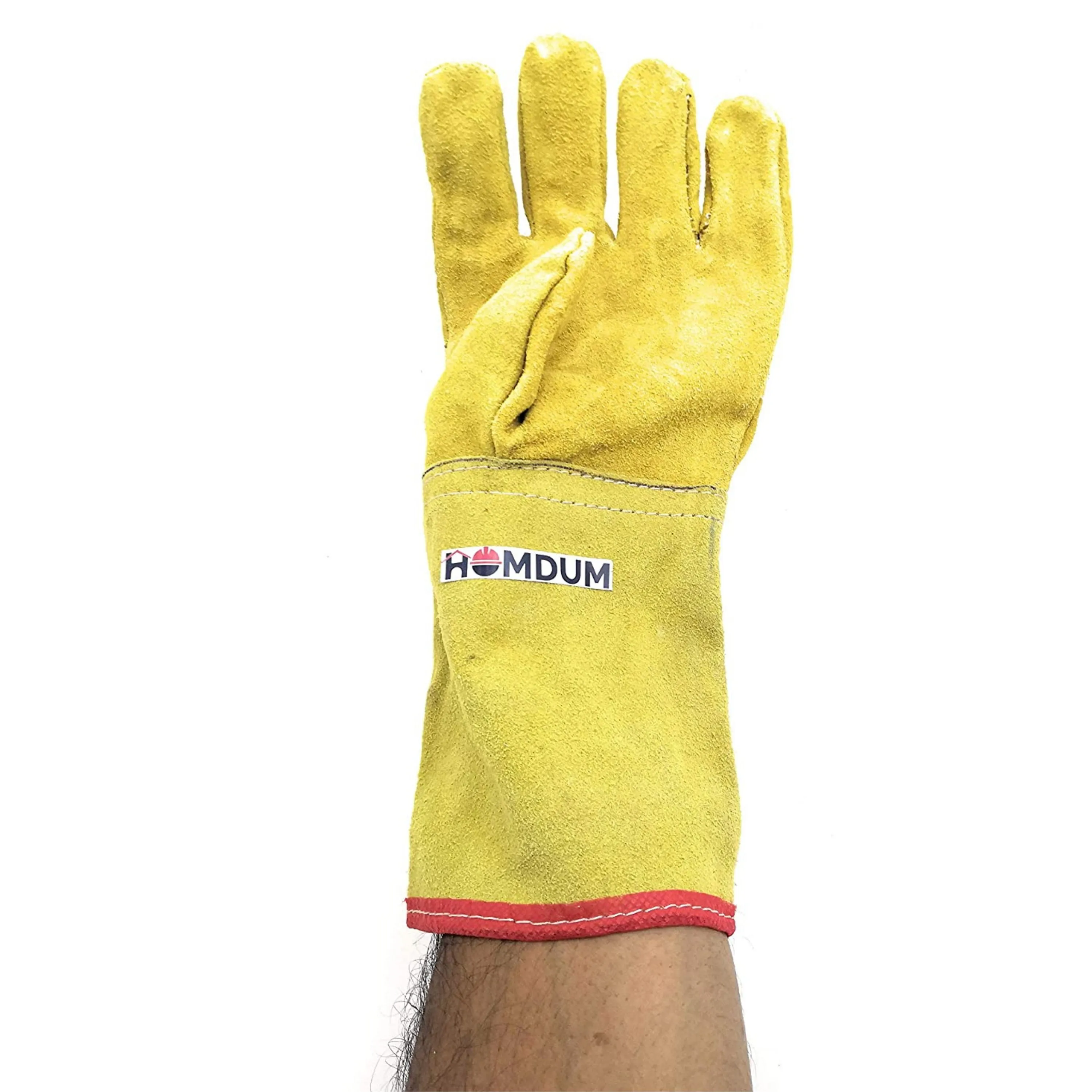 Homdum Quality Welding Hand Gloves, Made of Hard Wearing, Heat Resisting Chrome Leather, Fully Lined and Kevlar Stiched - 1 Pair