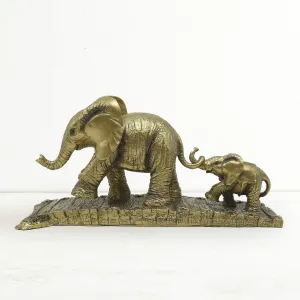 Home Centre Corsica Elephant Mother and Baby Figurine (Gold)