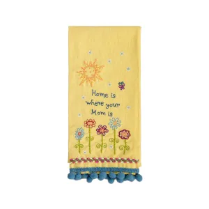 Home Is Where Your Mom Is Linen Embroidered Hand Towel