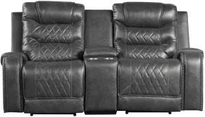 Homelegance Furniture Putnam Double Glider Reclining Loveseat in Gray 9405GY-2