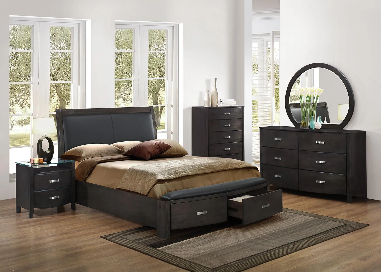 Homelegance Lyric Queen Sleigh Storage Bed in Brownish Gray 1737NGY-1