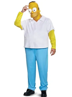 Homer Simpson Mens Deluxe Plus Size Dress Up Costume