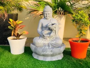 Homestead decore Solution Kamal Buddha Fountain Garden Fountain with LED Light, Buddha Statue, Decorative Water Feature, Buddha Kamal Fountain 3 FEET | Home Decor Fountain Fiber