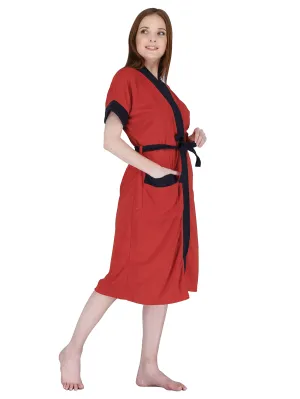 Homestic Bathrobe for Women Micro Terry Cotton Towel Robe | Soft and Easy to Absorb & Dry| Unisex Bathrobe (Red)