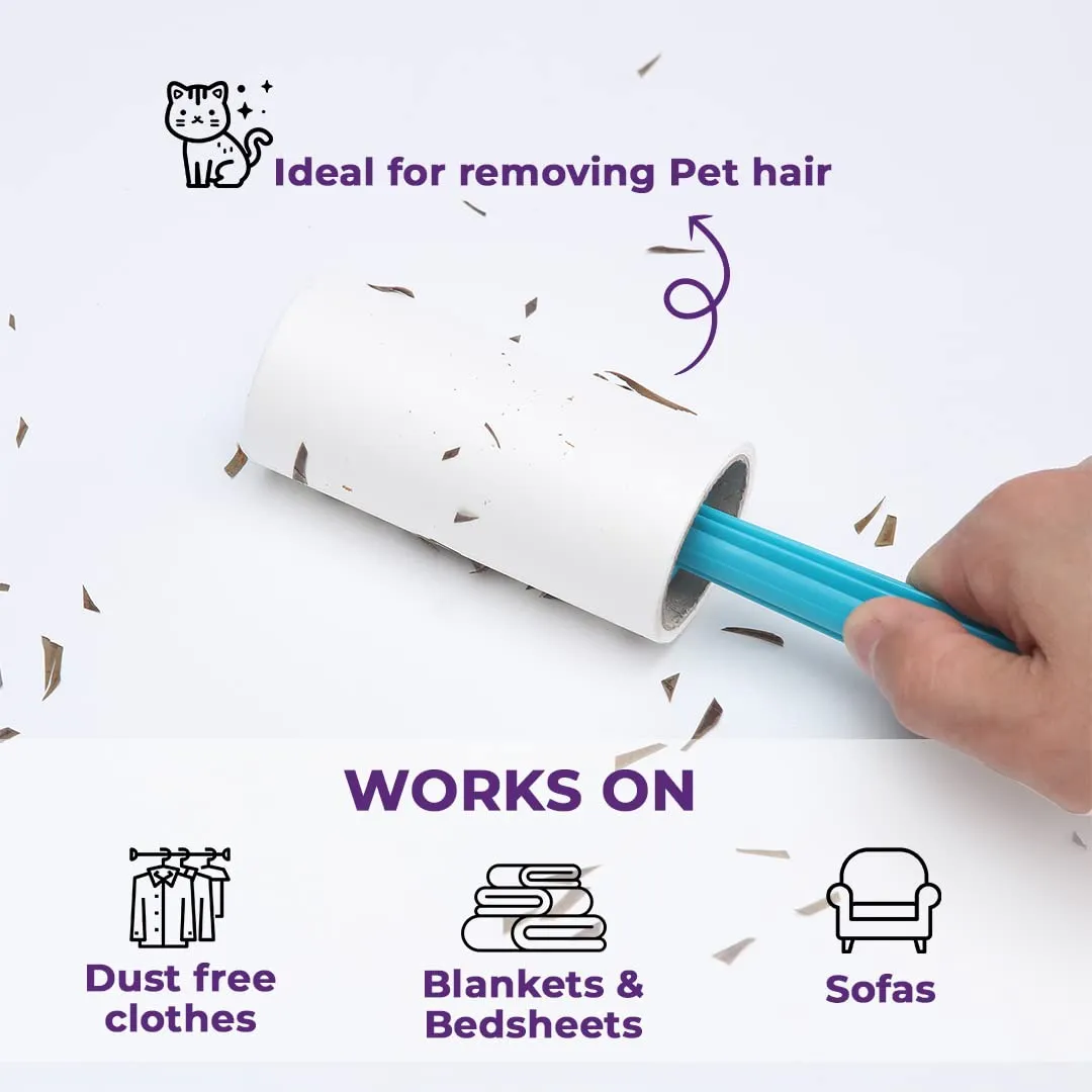 Homestic Lint Remover | Super Sticky Lint Roller | Easy | Lint Roller for Clothes | Lint Roller for Pet Hair | 60 Sheets (1 Roller   2 Replacement Rolls)