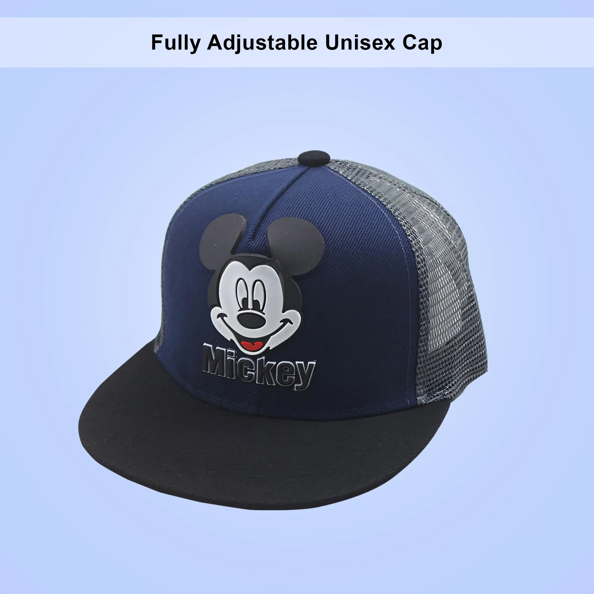 Homestic Mickey Mouse Cap | Adjustable Cap for Boys and Girls | Cartoon Character Printed Little Cap for Kids | Cap for 7-12 Year Old Baby Girls and Boys | QI0092-D | Light Blue