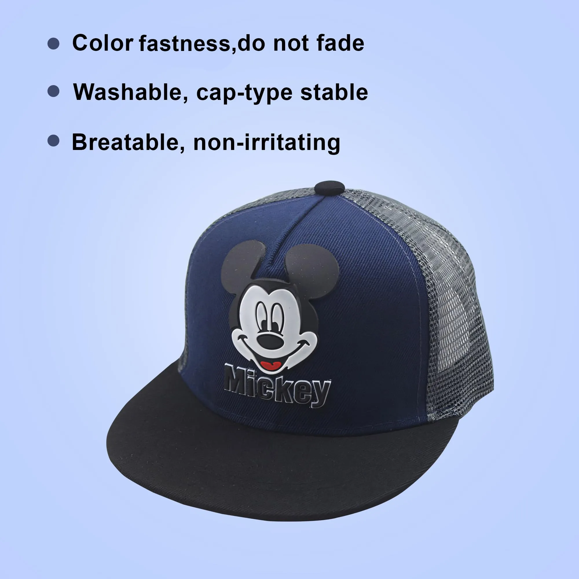 Homestic Mickey Mouse Cap | Adjustable Cap for Boys and Girls | Cartoon Character Printed Little Cap for Kids | Cap for 7-12 Year Old Baby Girls and Boys | QI0092-D | Light Blue