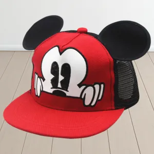 Homestic Mickey Mouse Cap | Adjustable Cap for Boys and Girls | Cartoon Character Printed Little Cap for Kids | Cap for 7-12 Year Old Baby Girls and Boys | T1639-B | Red