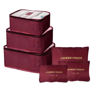 Homestic Pack of 6 Travel Luggage Bag | Toiletry Bag for Jewellery-Watches-Bracelets | Multi-Purpose Storage Bag with Handle | Travel Utility Storage Pouches | LYN16-MRO | Maroon