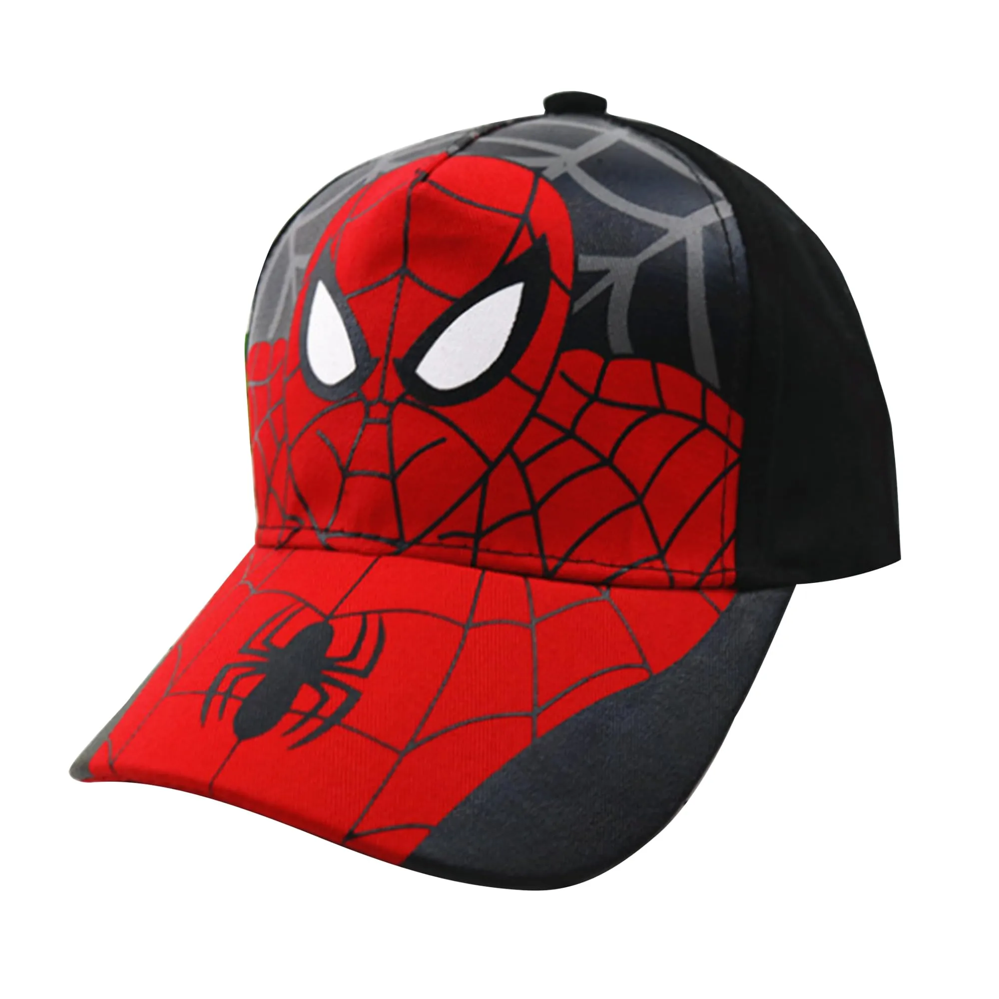 Homestic Spiderman Cap | Adjustable Cap for Boys and Girls | Cartoon Character Printed Little Cap for Kids | Cap for 7-12 Year Old Baby Girls and Boys | T8103-B | Black & Red