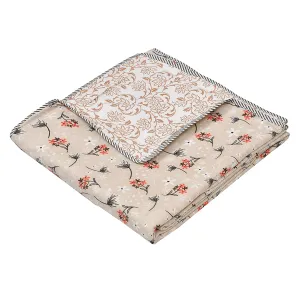 HomyReef 100% Cotton Reversible Floral Ac Dohar Single Bed Size| AC Blanket |Dohar|Ac Quilt | Soft Light-Weight | Summer Special Dohar (Design 4, Single Bed - 85x55 Inch)