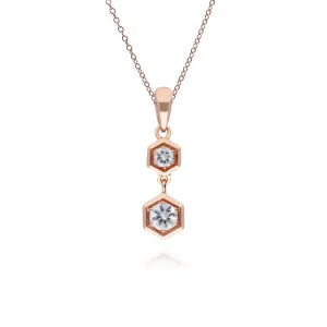 Honeycomb Klarer Saphir Doppel Halskette in 9ct Rose Gold