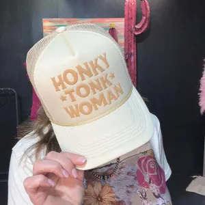 Honky Tonk Woman Puffy Tan Trucker Hat