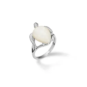 Honu Mother of Pearl Ring in White Gold - 18mm