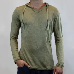 Hooded Solid Color Basic Casual Drawstring Long Sleeve Slim Fit T-Shirt