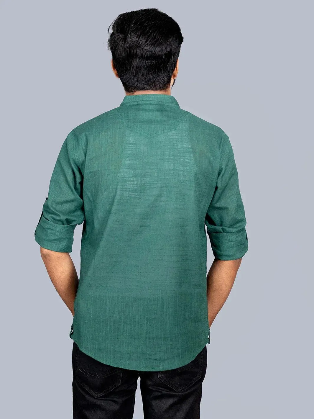 Hooker's Green Cotton Men Short Kurta