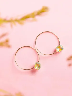 Hoop Crystal Earrings Mint Green