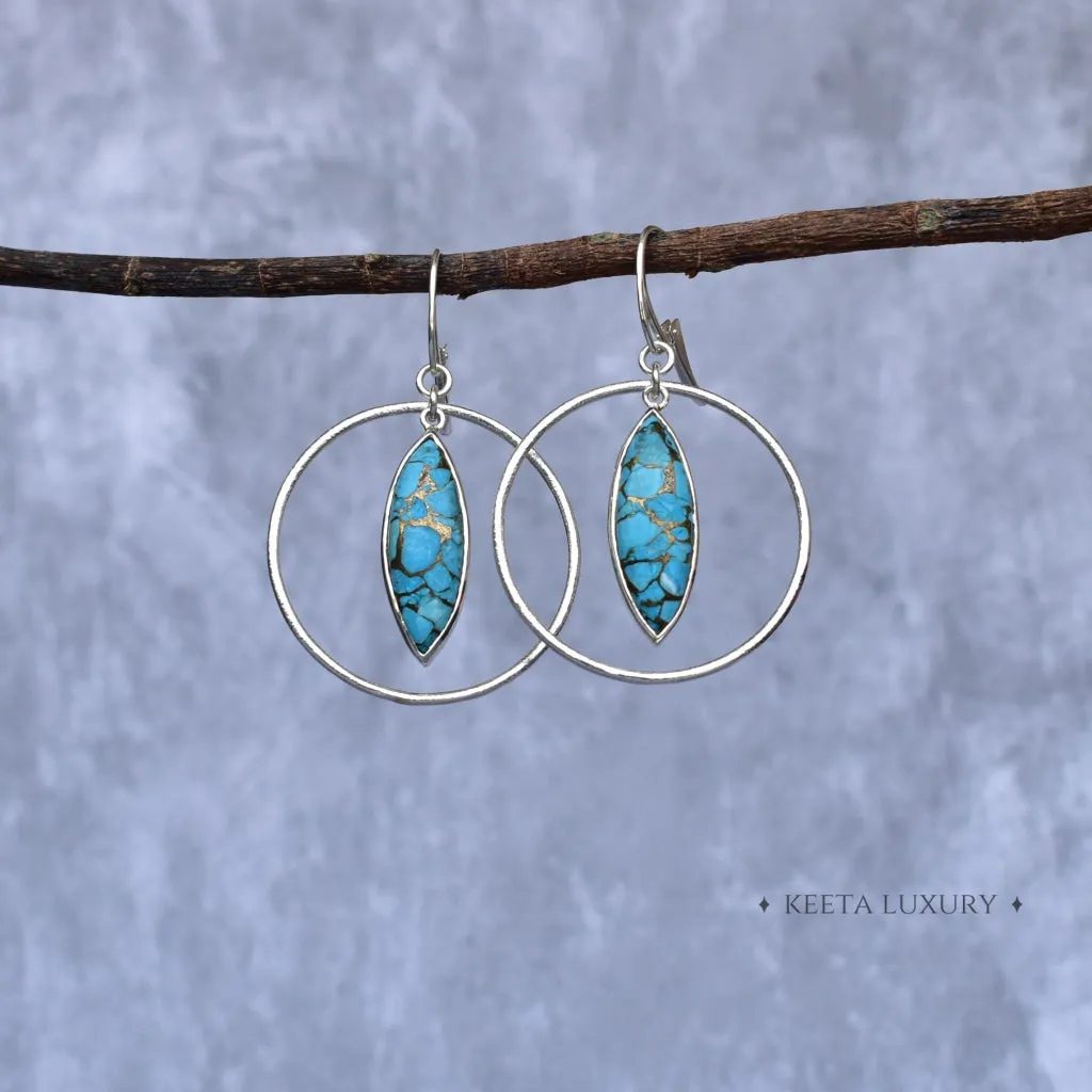 Hoop Glimmers - Copper Turquoise Dangle