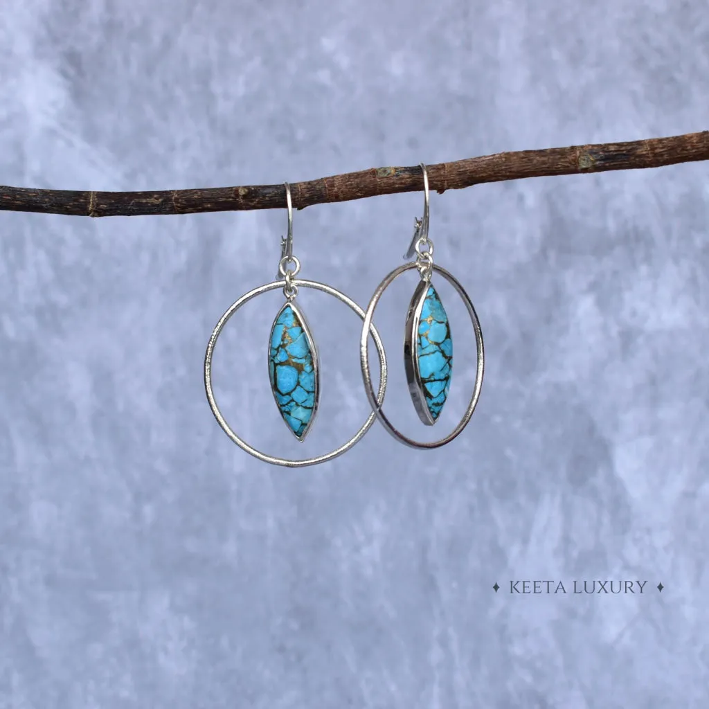 Hoop Glimmers - Copper Turquoise Dangle