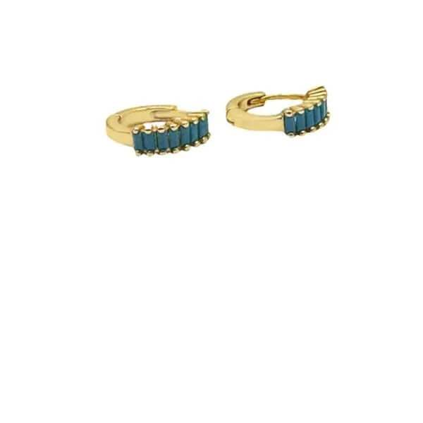 Hoops: Delicate Blue CZ & Gold Vermeil Hoop Earrings (EGH4504B)