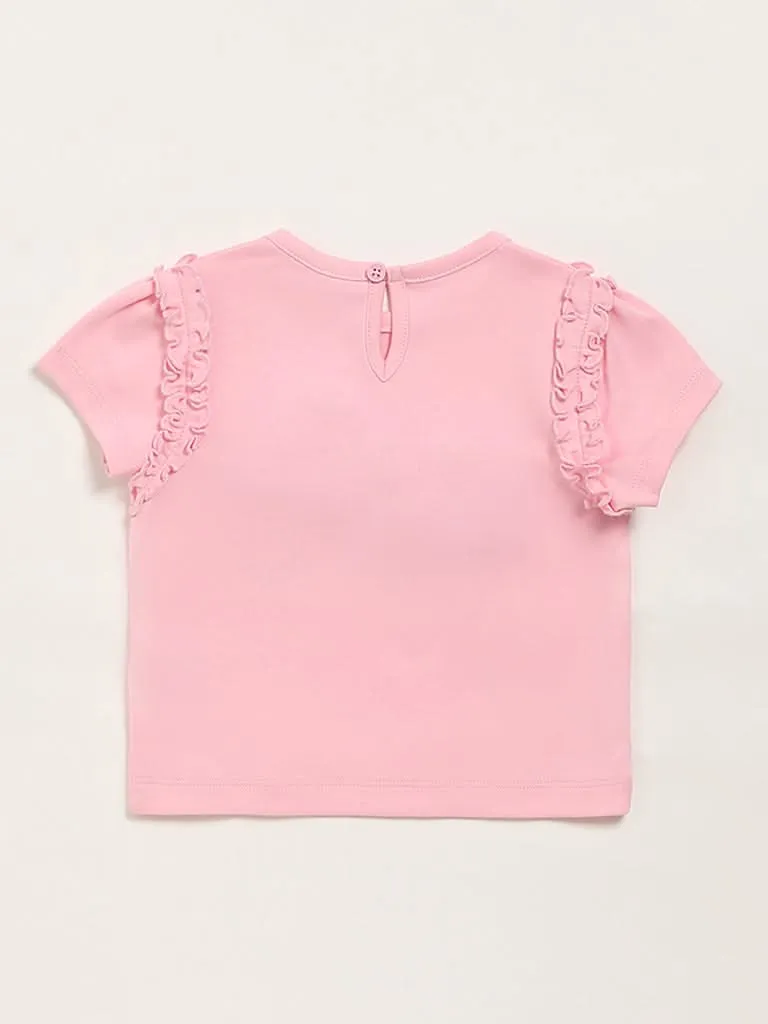 HOP Baby Butterfly Adorned Pink Top