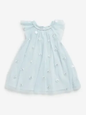 HOP Baby Light Blue Floral Mesh Dress