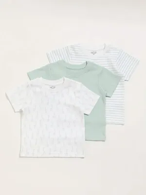 HOP Baby Light Sage Printed T-Shirt - Pack of 3