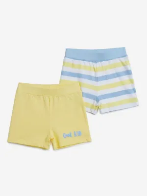 HOP Baby Light Yellow & Blue Shorts Set of Two