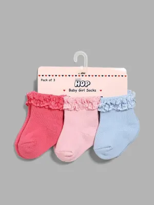 HOP Baby Multicolour Lace Detail Socks Set- Pack of 3