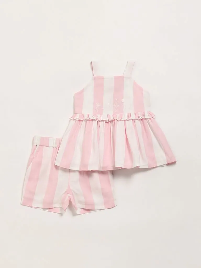 HOP Baby Pink Strappy Top & Shorts Set