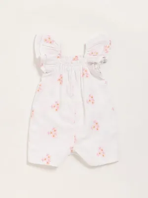 HOP Baby White Embroidered Playsuit