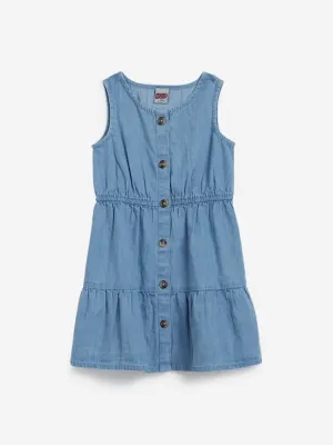 HOP Kids Blue Tiered Pure-Cotton Dress