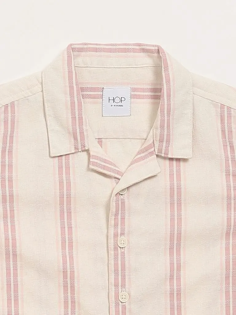 HOP Kids Dusty Pink Textured Short-Sleeved Shirt