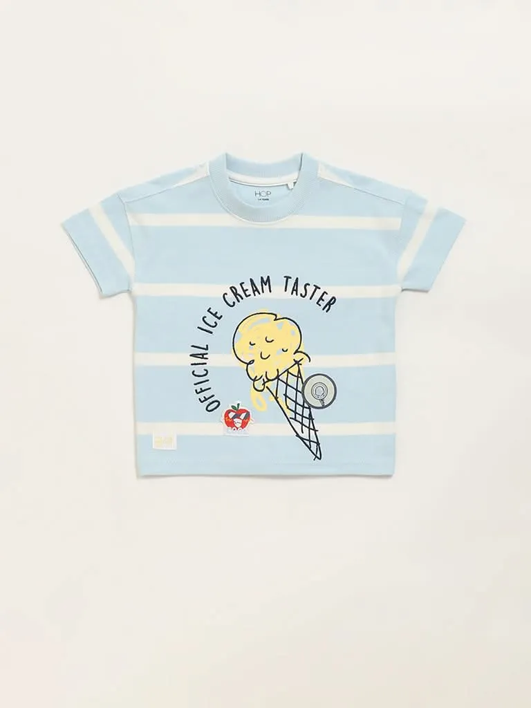 HOP Kids Light Blue Ice-Cream Design T-Shirt