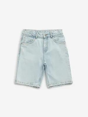 HOP Kids Light Blue Mid Rise Shorts