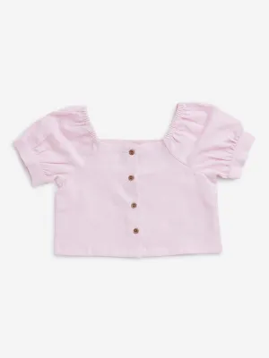 HOP Kids Light Pink Embroidered Top