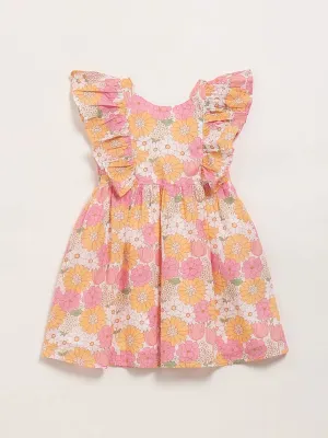 HOP Kids Multicolor Ruffled Sleeve Dress