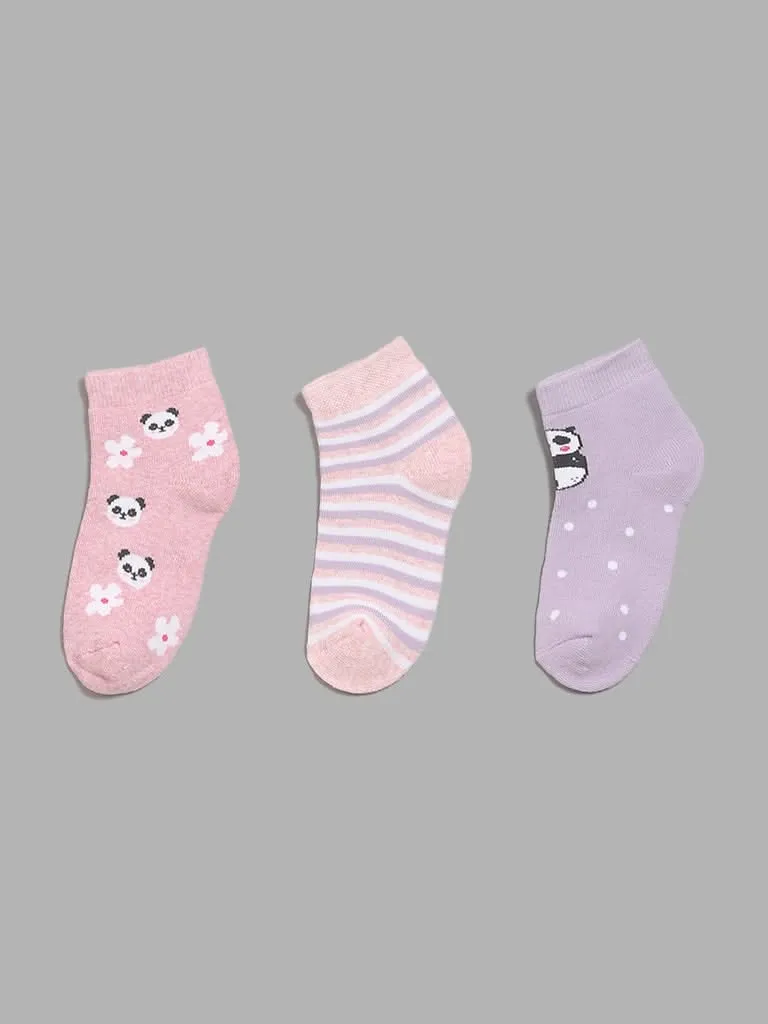 HOP Kids Multicolour Printed Assorted Socks - Pack of 3